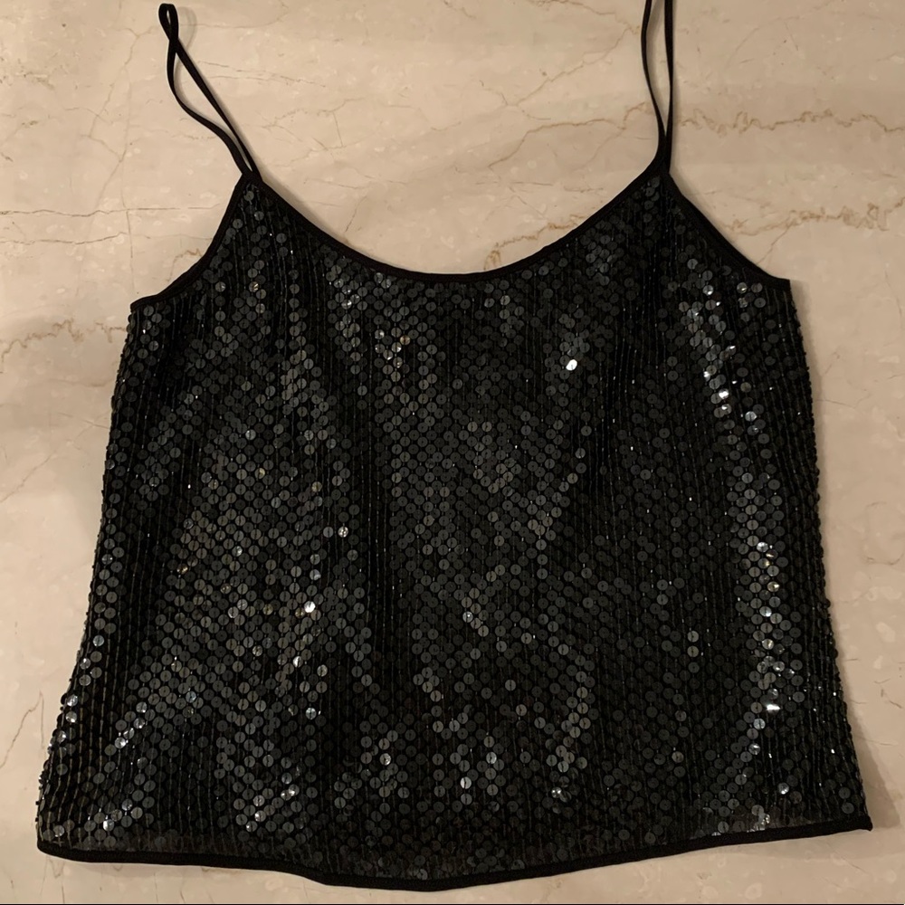 Black Sequin Tank Top